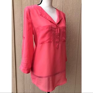 MAURICES💗 3/4 Sleeve Popover Blouse, Pink ~Size M